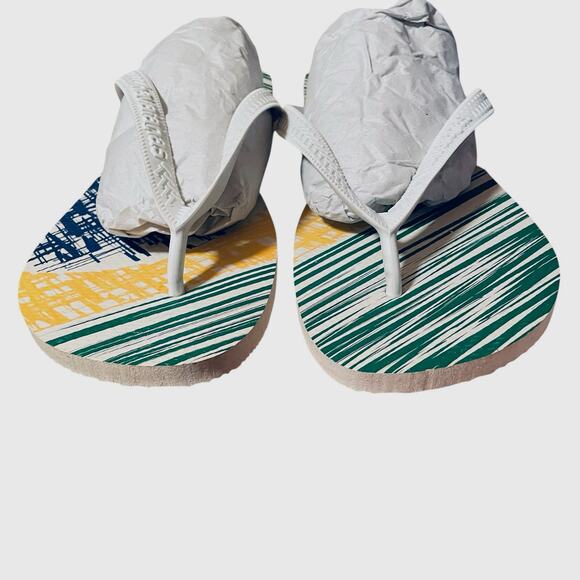 Havaianas Brazil Logo Flip Flops 43/44 Blue Yellow Green Sandals US 11/12 READ - Picture 5 of 10
